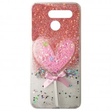 Capa para LG K50s - Glitter Coração Top Rosa